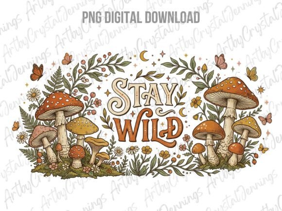 Download Cottage Core Mushrooms Stay Wild PNG - Cottage core Collection