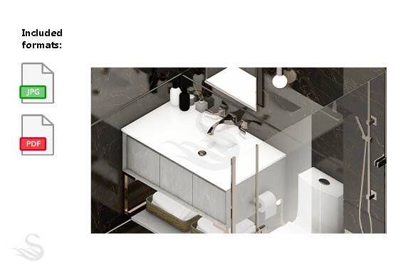 Download Black Powder Room Interior Perspective - Powder Collection